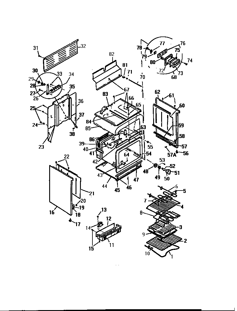 White-Westinghouse KF560GDH1 body, side panels diagram