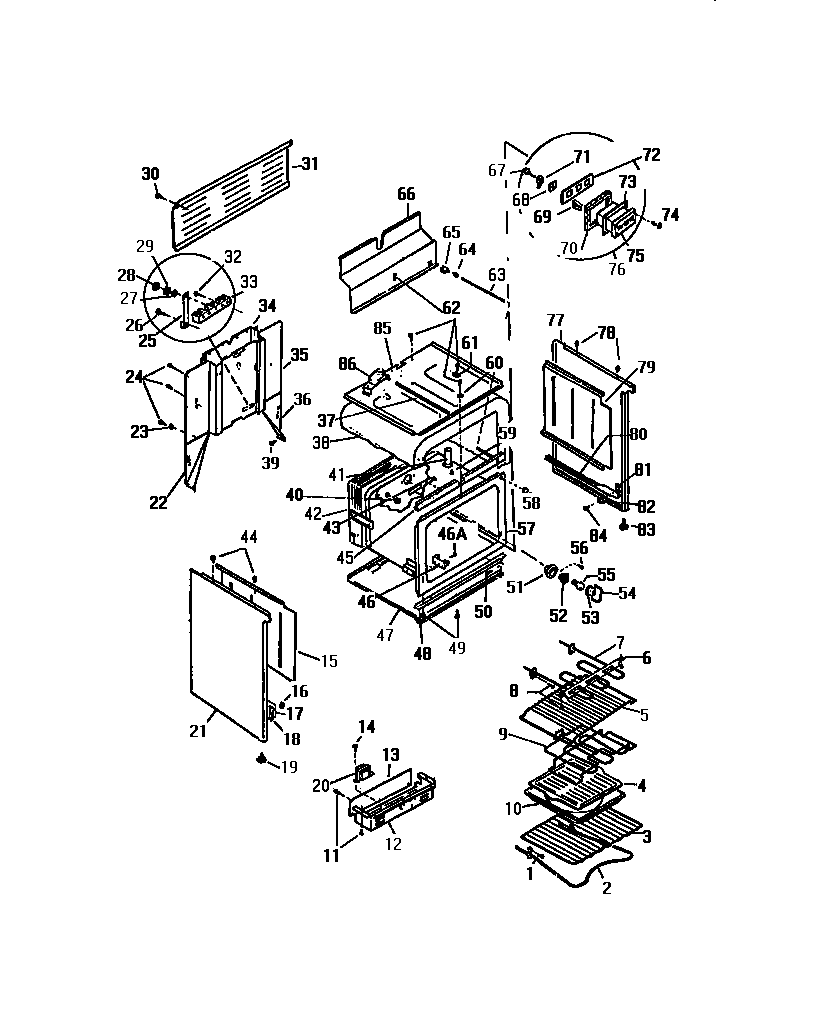 White-Westinghouse KF650GDF1 body, side panels diagram