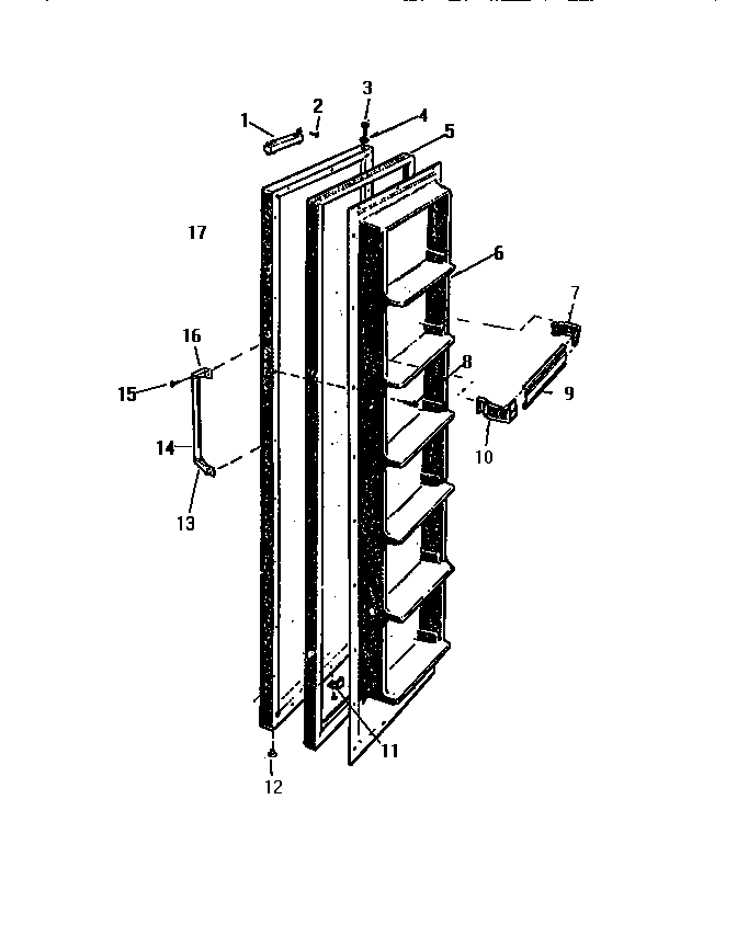 White-Westinghouse RS192GCV3 freezer door diagram