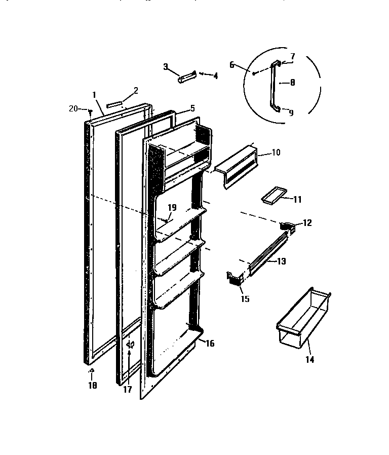 White-Westinghouse RS192GCV3 refrigerator door diagram