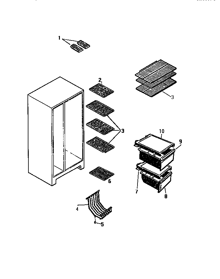 White-Westinghouse RS192GCV3 shelves diagram