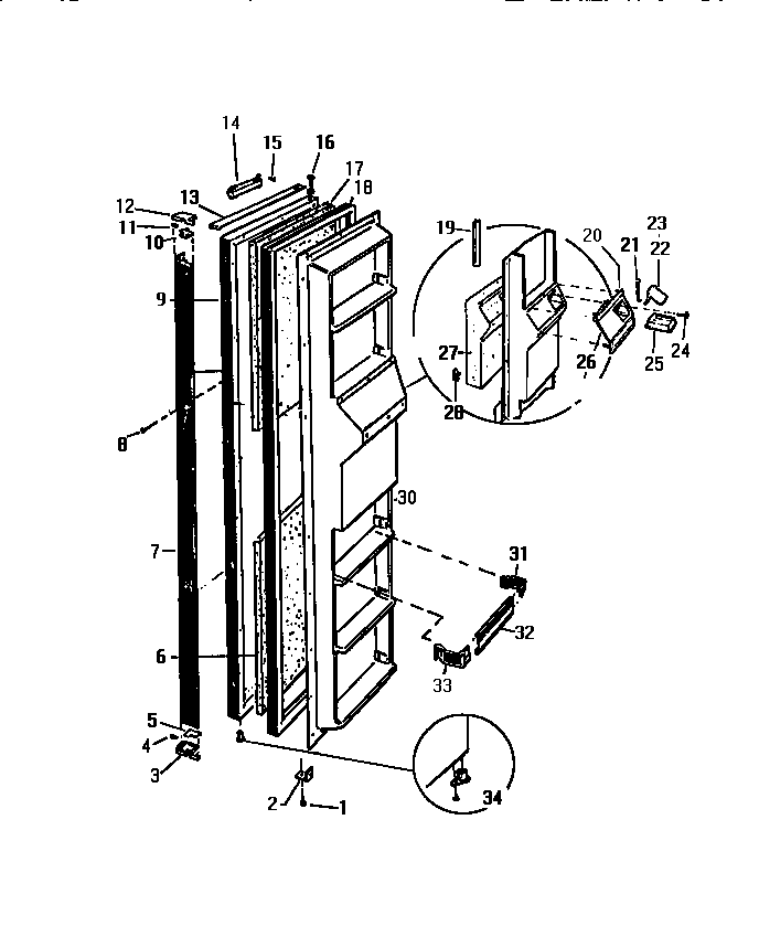 White-Westinghouse RS229GCD0 freezer door diagram