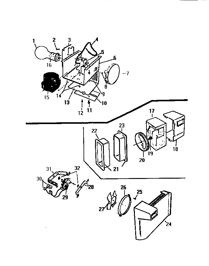 White-Westinghouse RS229GCD0 control & fan assemblies diagram