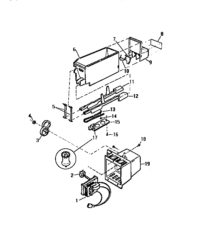 White-Westinghouse RS229GCD0 ice bucket & motor diagram