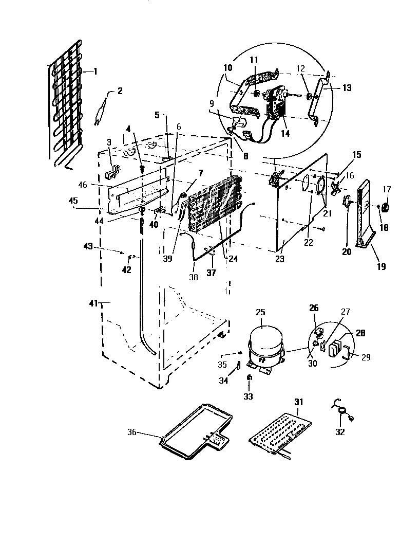 White-Westinghouse RT196GCW2 evaporator, fan assy. diagram