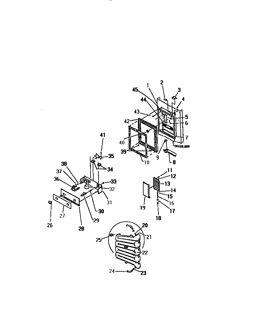 White-Westinghouse RS249GCF2 ice door and water tank diagram