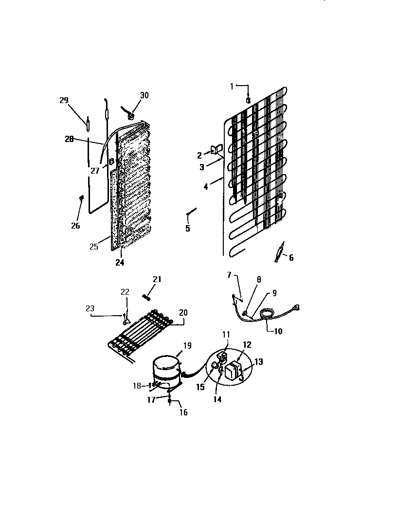 White-Westinghouse RS249GCF2 system & automatic defrost parts diagram