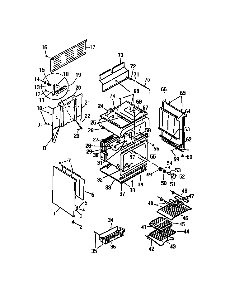 White-Westinghouse KF350GDV0 cavity & side panel diagram