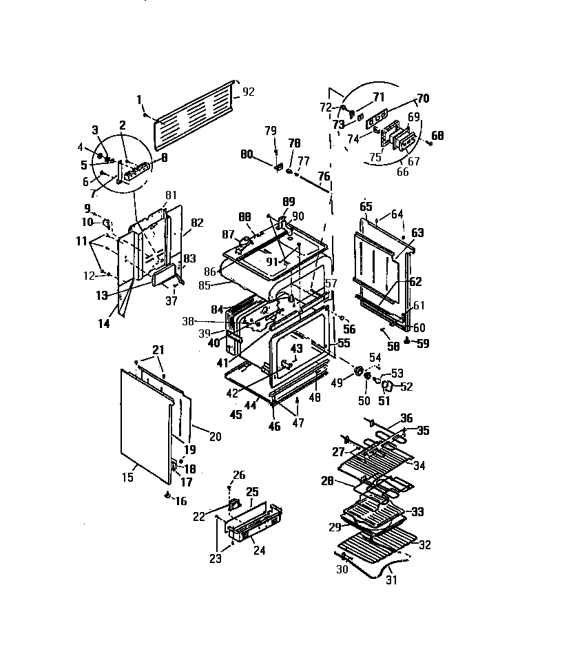 White-Westinghouse KF590HDH1 body & racks diagram
