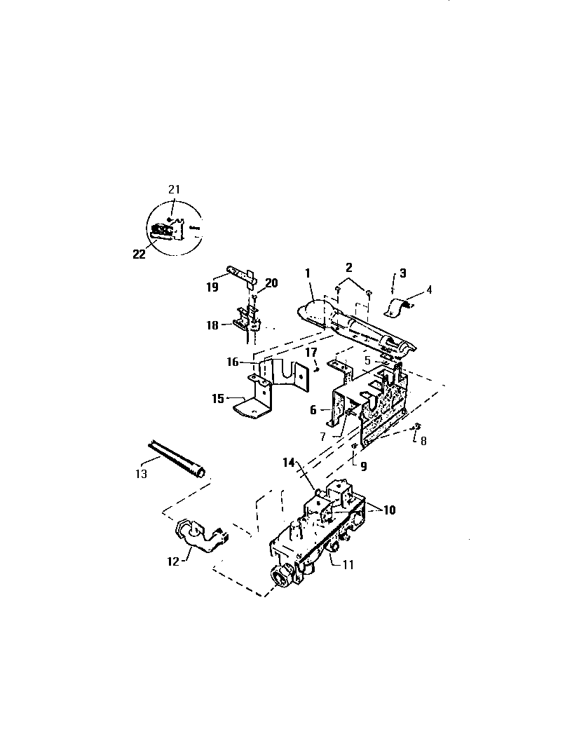 White-Westinghouse DG250EXD1 gas valve burner assy., sensor diagram