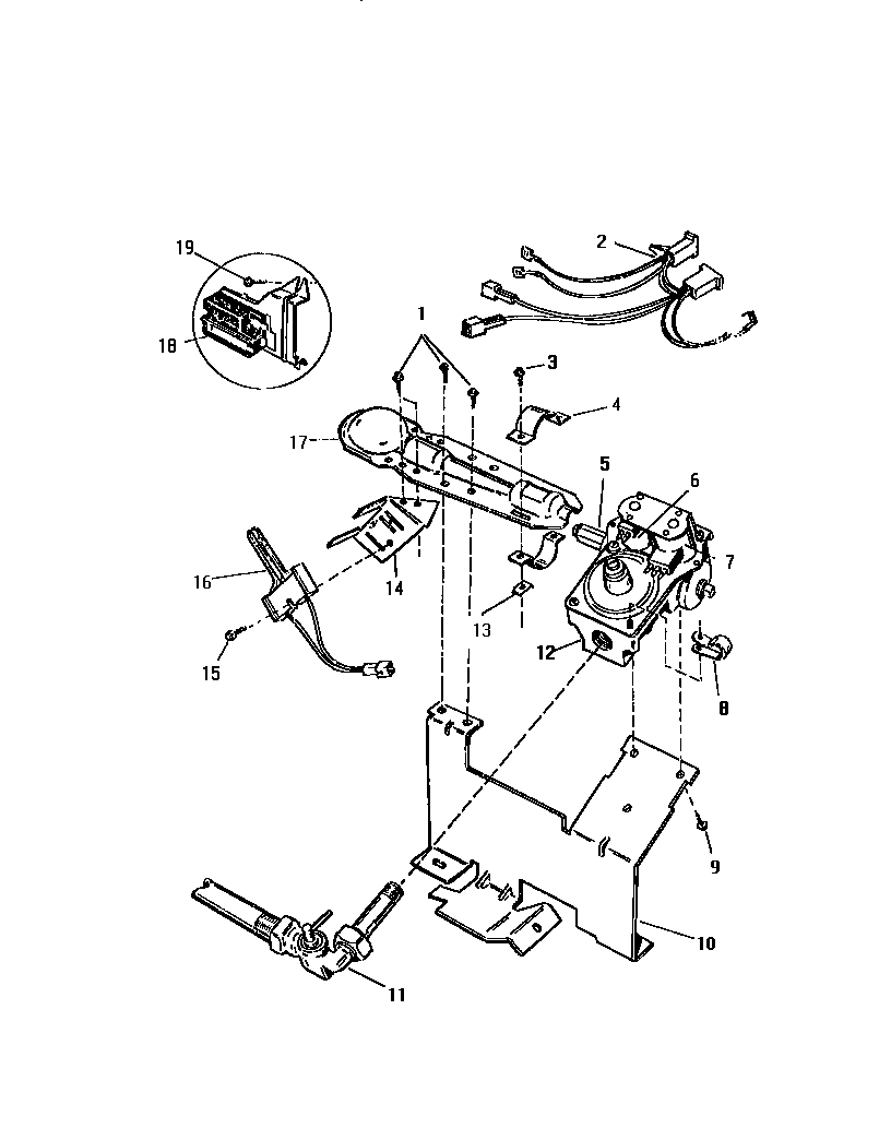 White-Westinghouse DG250EXD1 gas valve burner assy., sensor diagram