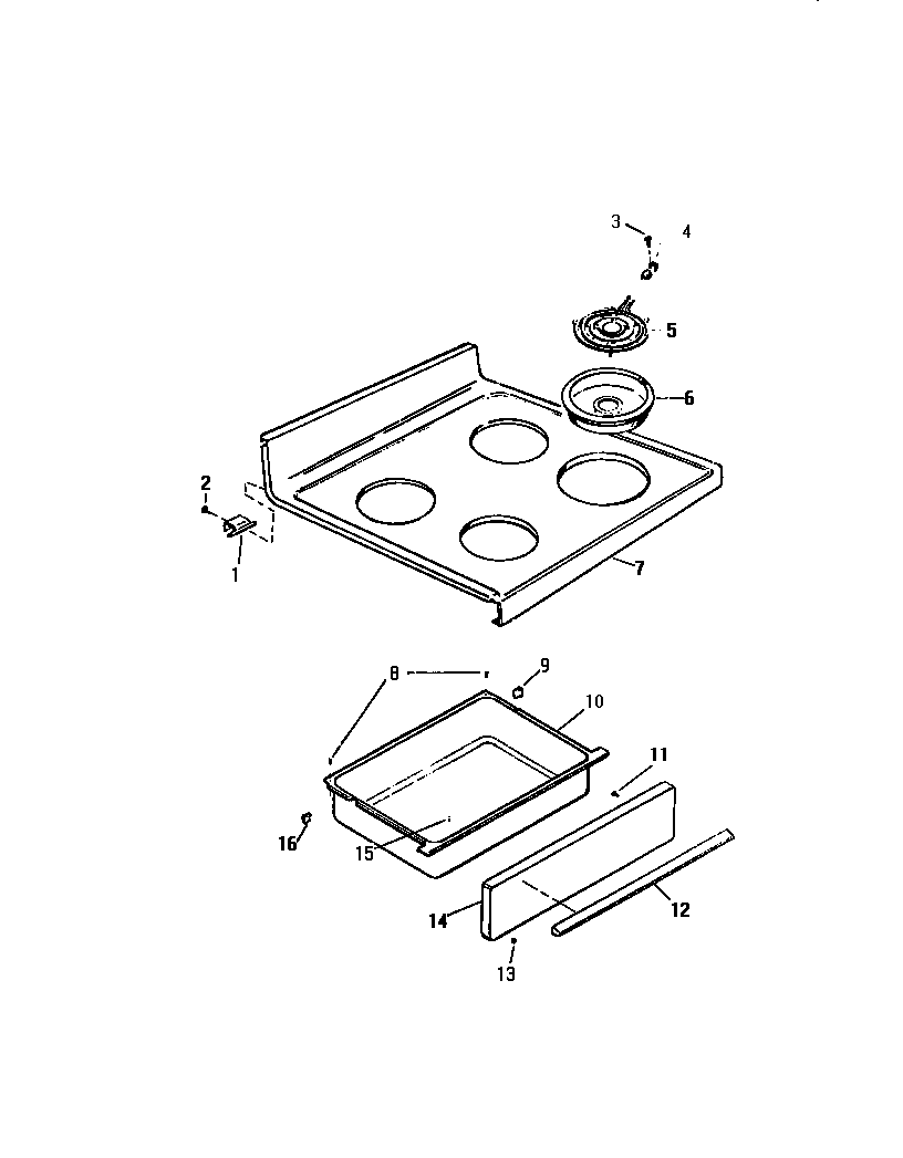 White-Westinghouse KF320JDW0 top, drawer diagram