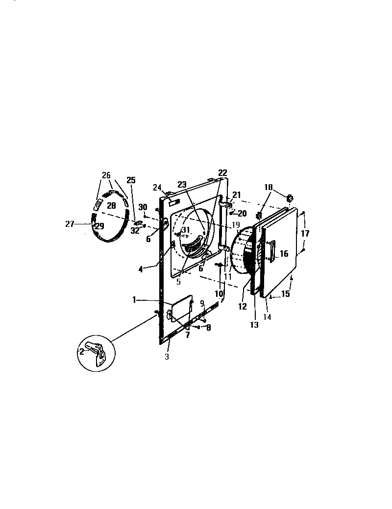 White-Westinghouse DG640JXH1 front panel, door diagram