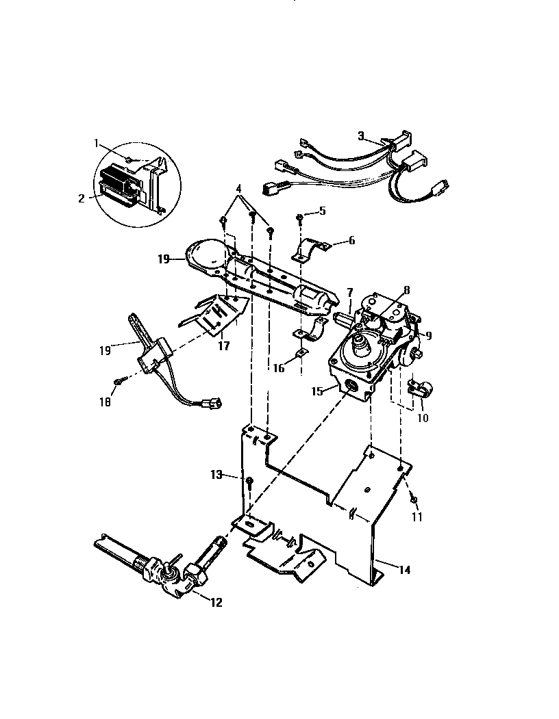 White-Westinghouse DG640JXH1 gas valve burner assy., sensor diagram