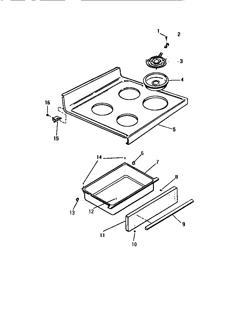 White-Westinghouse KF330JDWO top, drawer diagram