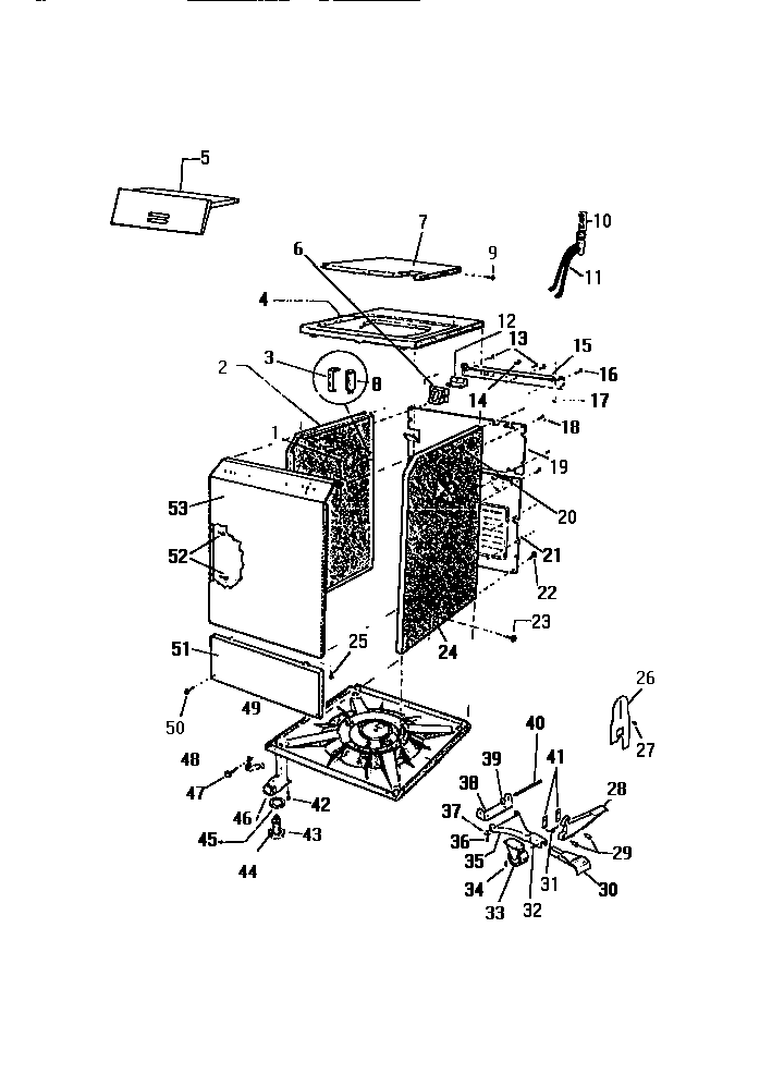 Kelvinator AWP330A1T cabinet, top panel, base diagram