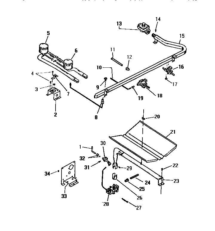 White-Westinghouse GF470HXV0 burner assembly diagram