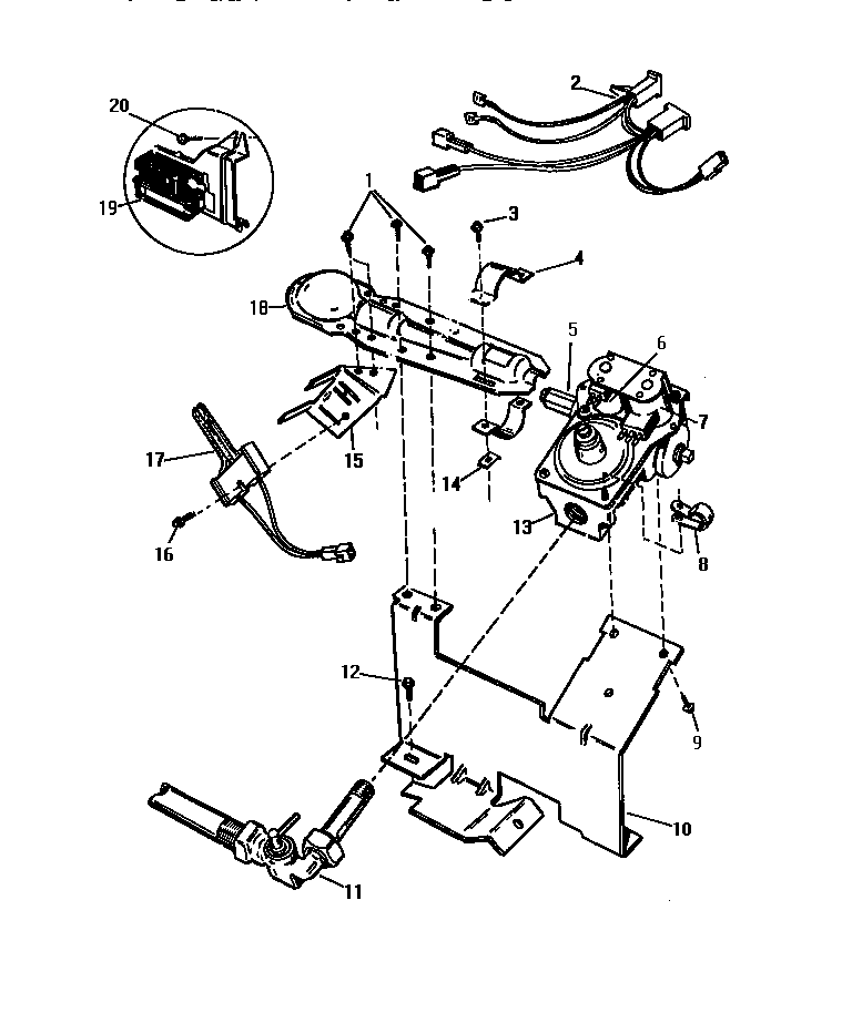 White-Westinghouse DG400JXF1 gas valve burner assembly, sensor diagram