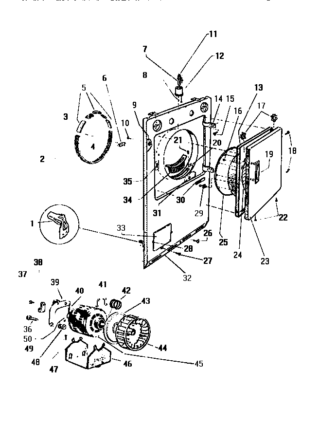 White-Westinghouse DE250JDD1 front panel & door diagram