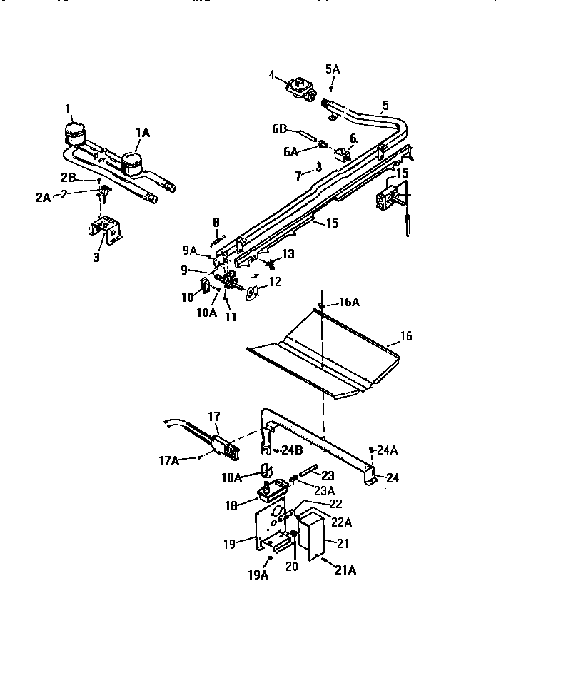 White-Westinghouse GF830HXW3 burner assembly diagram