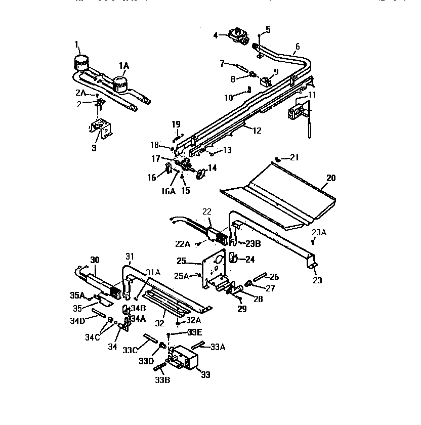 White-Westinghouse GF790HXD1 burner assembly diagram
