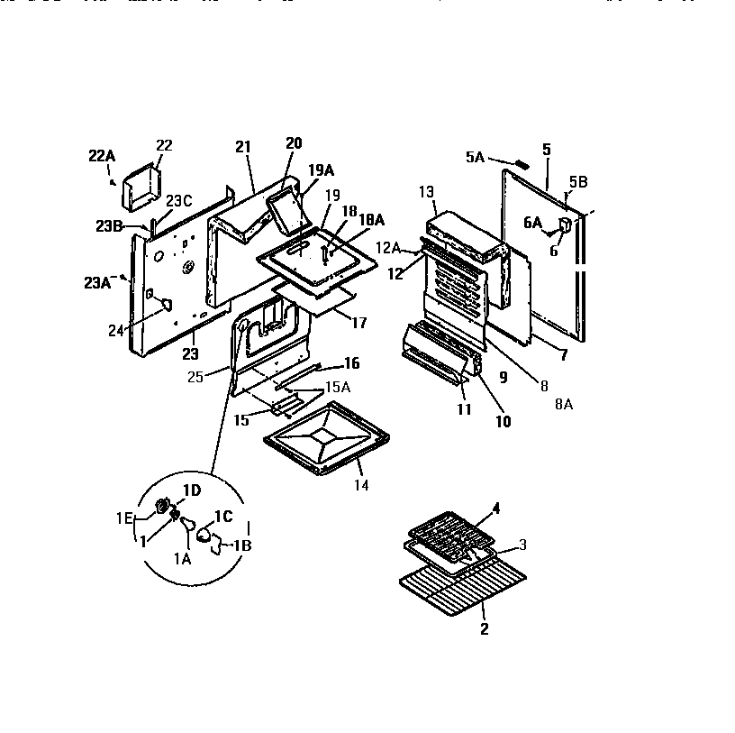 White-Westinghouse GF790HXD1 oven & body diagram