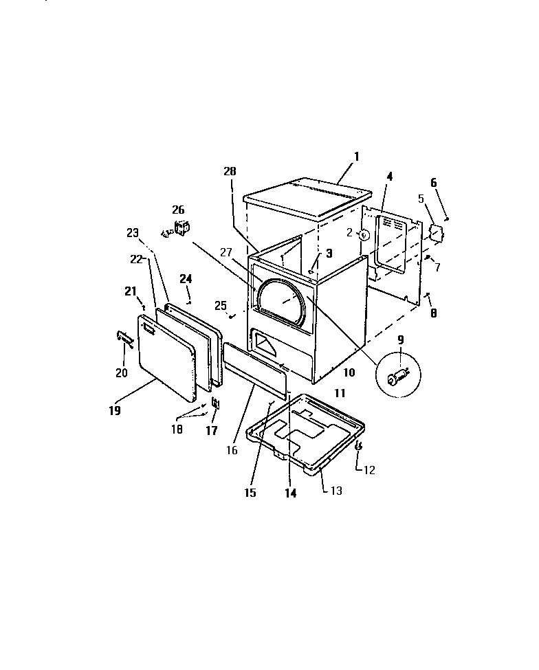 Kelvinator DGA600A0T cabinet diagram