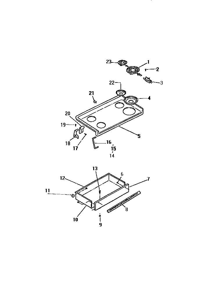 Kelvinator REP302CT1 top/drawer diagram