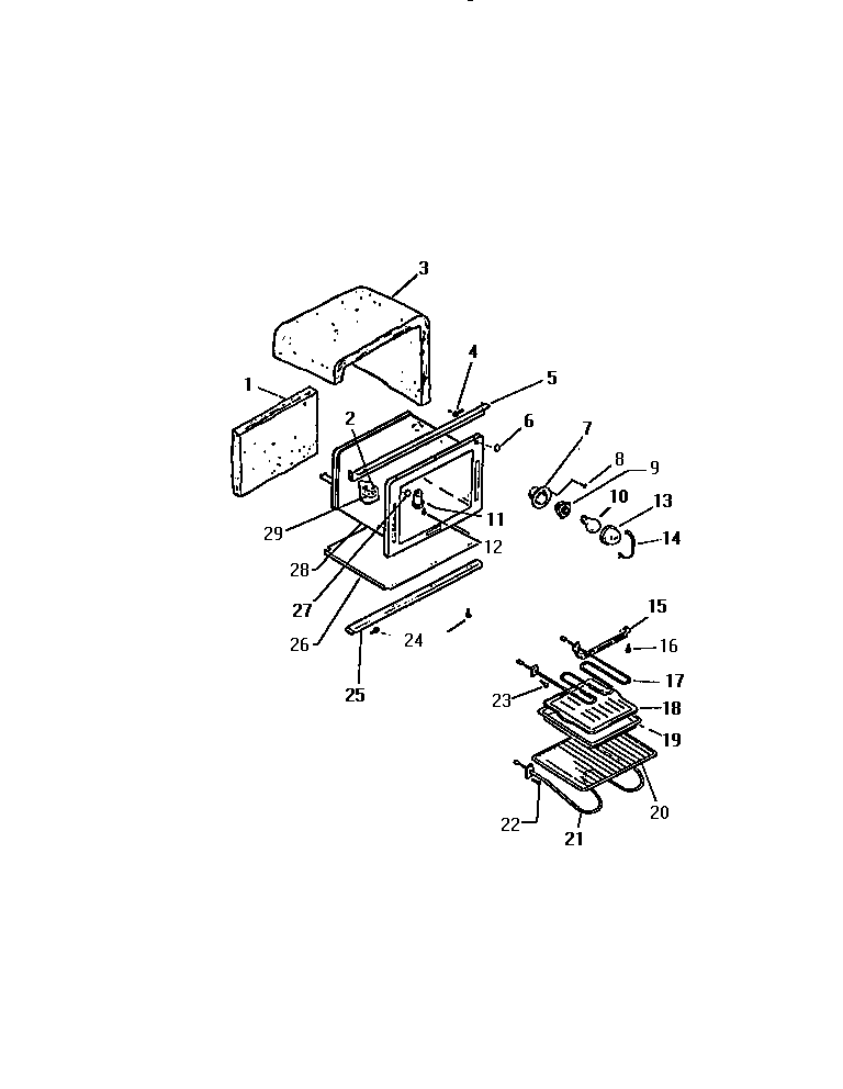 Kelvinator REP309CD1 oven cavity diagram
