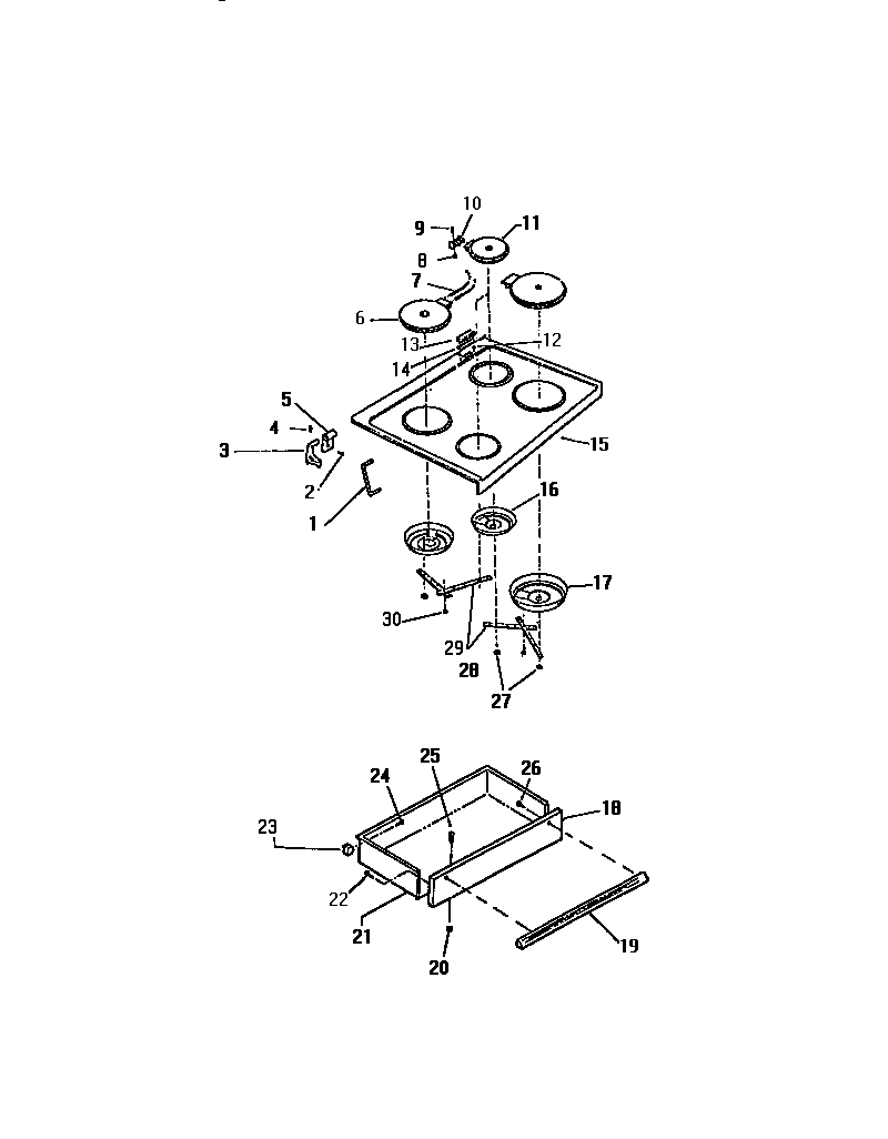 Kelvinator REP307CW3 top/drawer diagram
