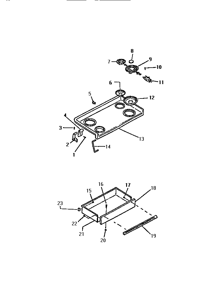Kelvinator REP305CV1 top/drawer diagram