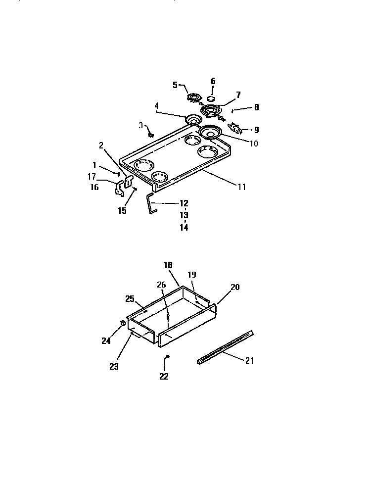 Kelvinator RER307CW0 top/drawer diagram