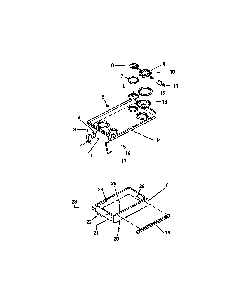 Kelvinator REP309CV0 top/drawer diagram
