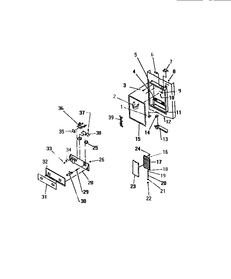 Kelvinator FMW240AN5T ice door & water tank diagram