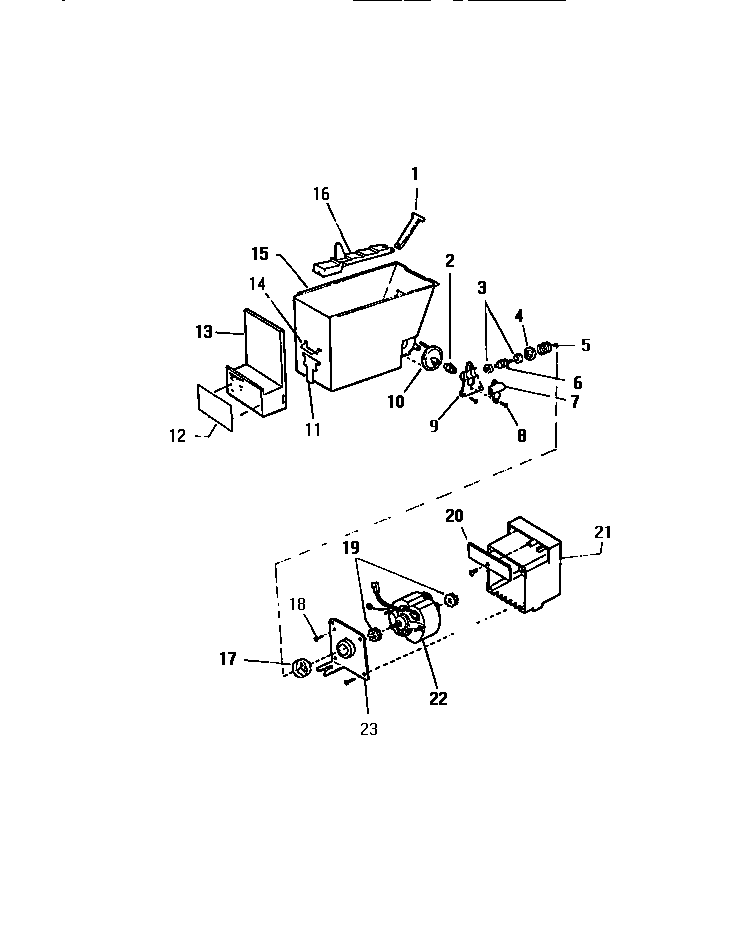 Kelvinator FMW240AN5T ice bucket & motor diagram