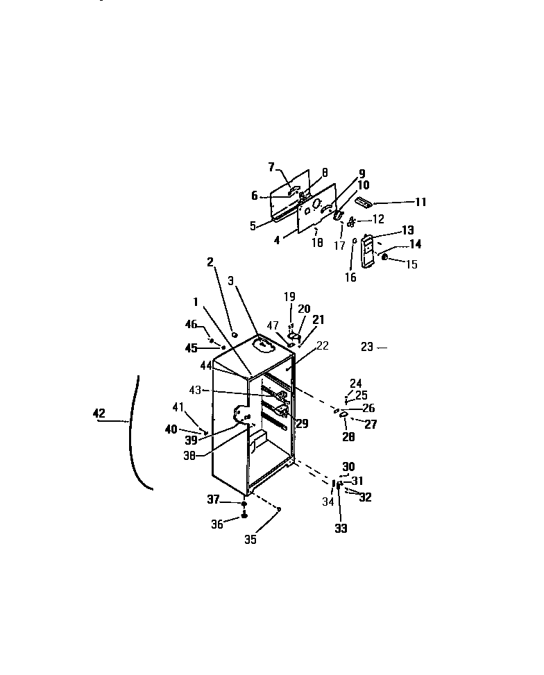 Kelvinator TPK180BNOF cabinet w/ fan assembly diagram