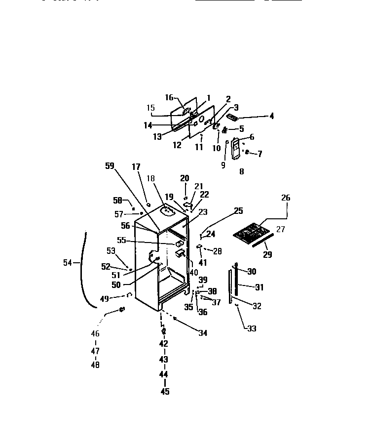 Kelvinator TMI210AN1W cabinet w/ fan assembly diagram