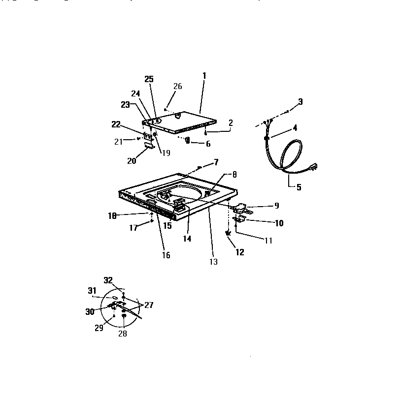 White-Westinghouse LA750EXD3 top panel diagram