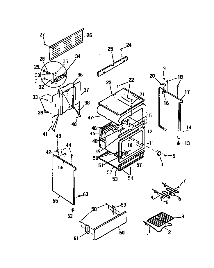 White-Westinghouse KF100HDH1 oven cavity diagram