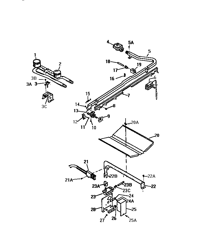 White-Westinghouse GF620HXF0 burner assembly diagram