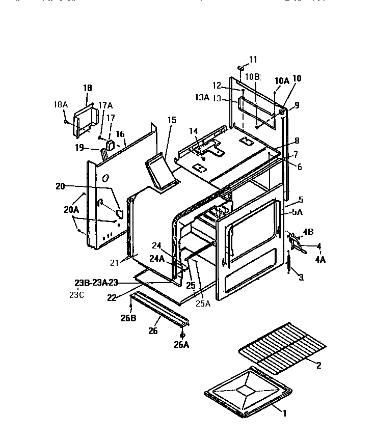 White-Westinghouse GF620HXF0 body, side panels diagram