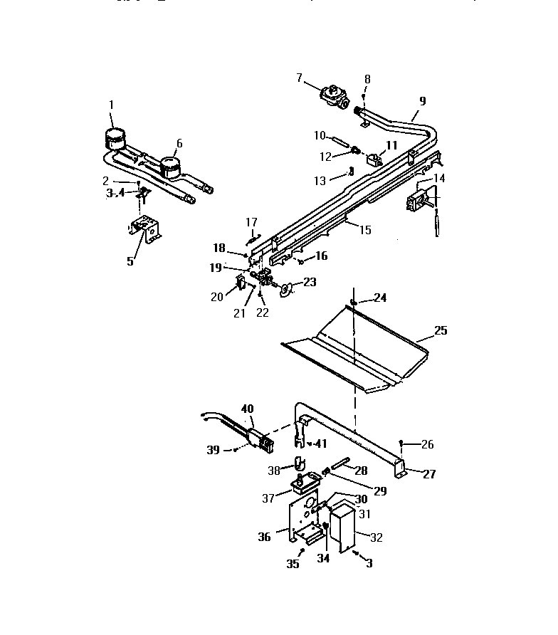 White-Westinghouse GF970HXV1 burner assembly diagram