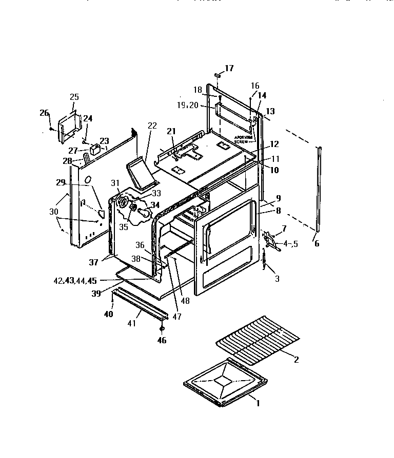 White-Westinghouse GF970HXV1 body diagram