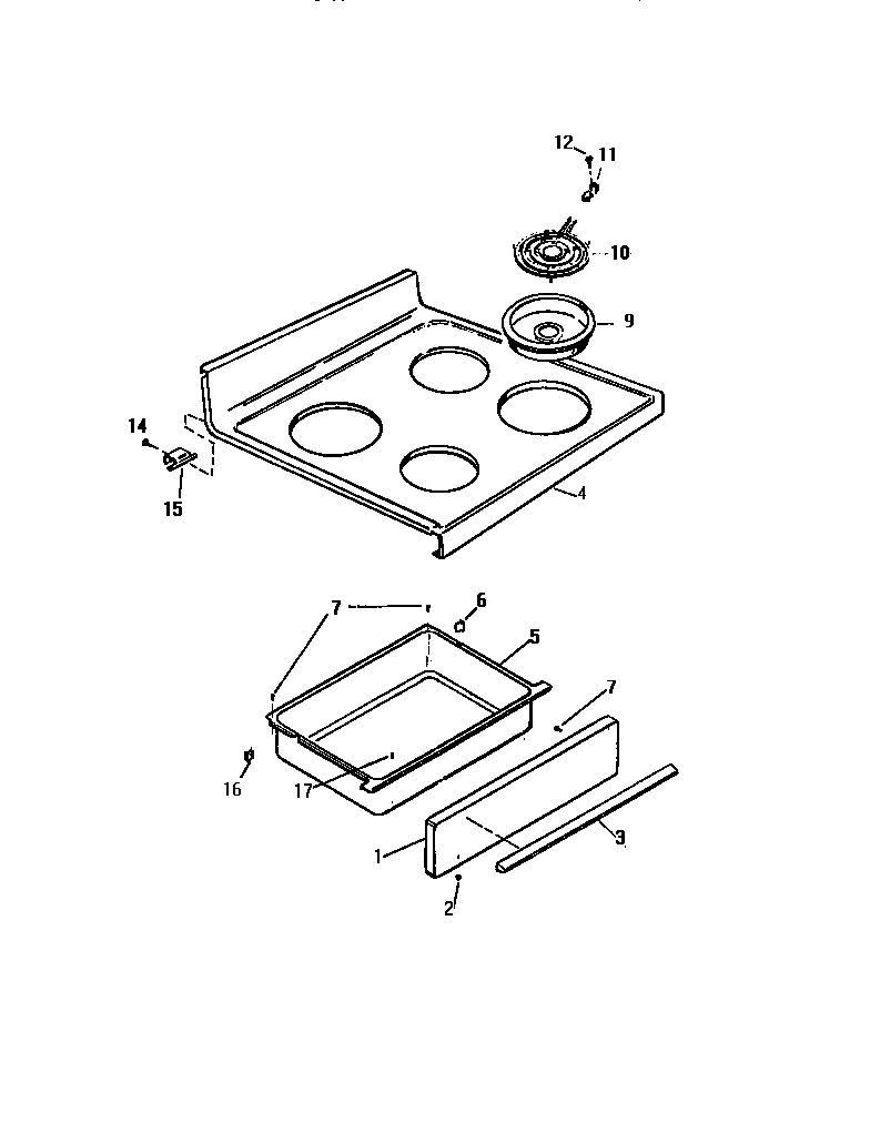 White-Westinghouse KF520GDH2 top/drawer diagram