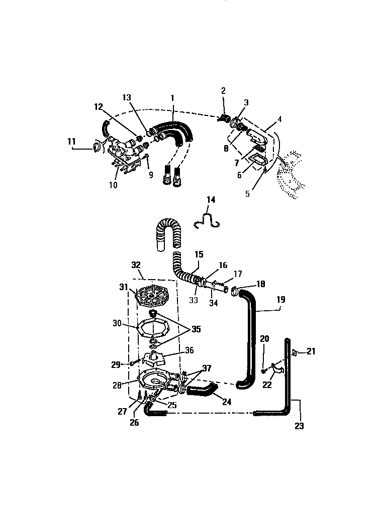 Kelvinator AW400A0F pump, hoses diagram