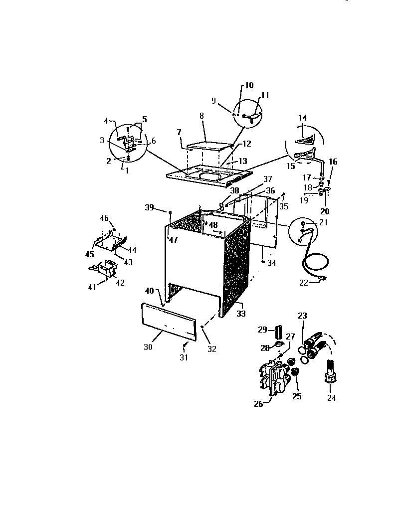 Kelvinator AWL230S3F cabinet, top panel diagram