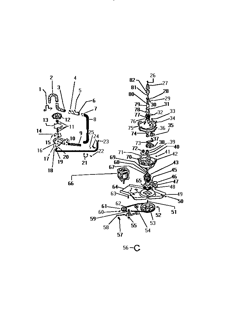 Kelvinator AWL230S3F pumps, hoses, motor, transmission diagram