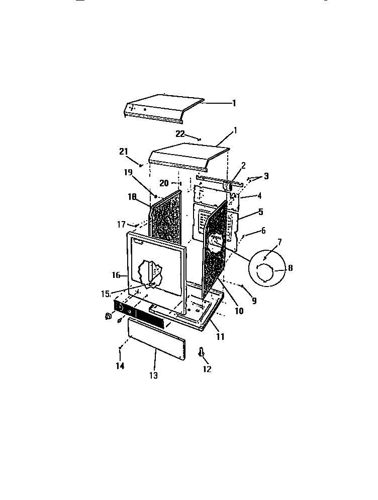 Kelvinator DEC320A1W cabinet & base diagram