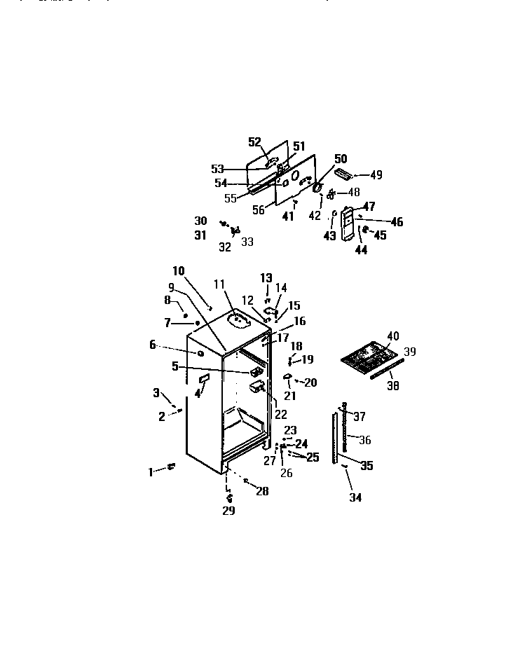 Kelvinator TUK160AN6T cabinet w/ fan assembly diagram
