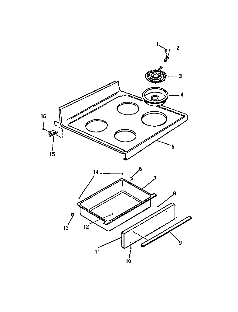 White-Westinghouse KF300GDH0 top, drawer diagram